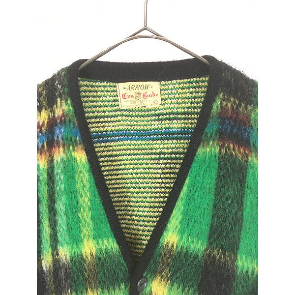 古着 60s ARROW Cum Laude カラフル チェック シャギー アクリル