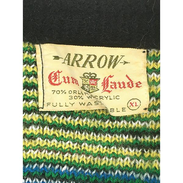 希少 USA製 古着 60s ブレントウッド ミックスカラー カーディガン 総柄 カーディガン - 古着屋グレープフルーツ ムーン(Grapefruitmoon