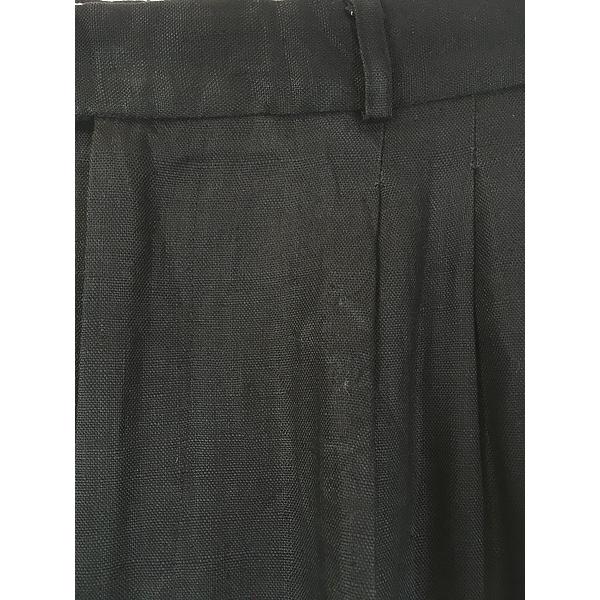 古着 80s Georgio Gentelli 100% ブラック リネン タック パンツ