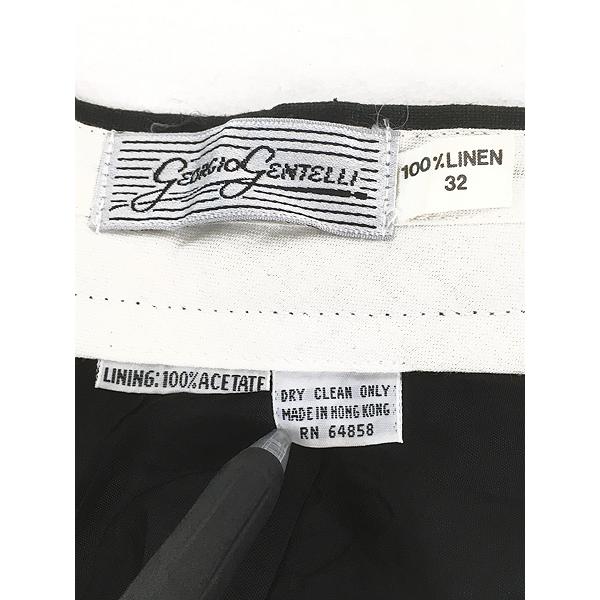 古着 80s Georgio Gentelli 100% ブラック リネン タック パンツ