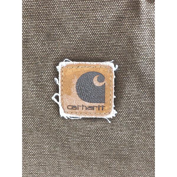古着 00s Carhartt DKB ダークブラウン ダック 首リブ パデット ベスト