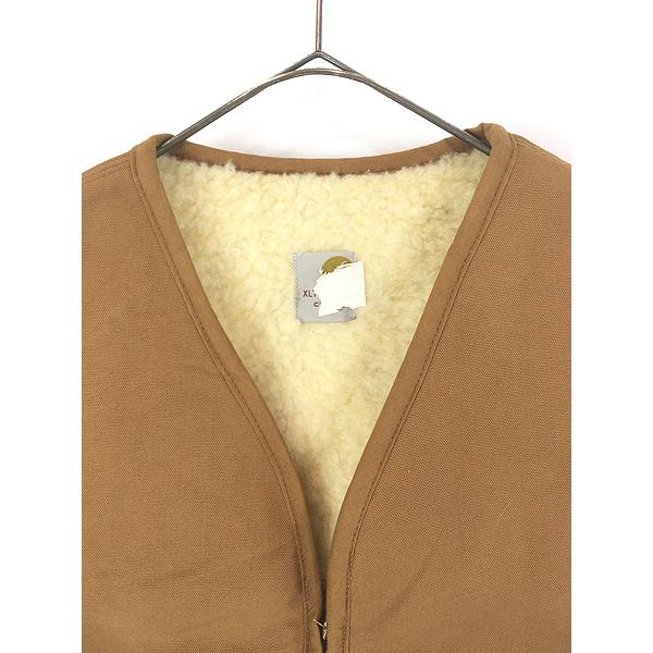 古着 70s Carhartt 裏ボア オールド ブラウン ダック Vネック ワーク