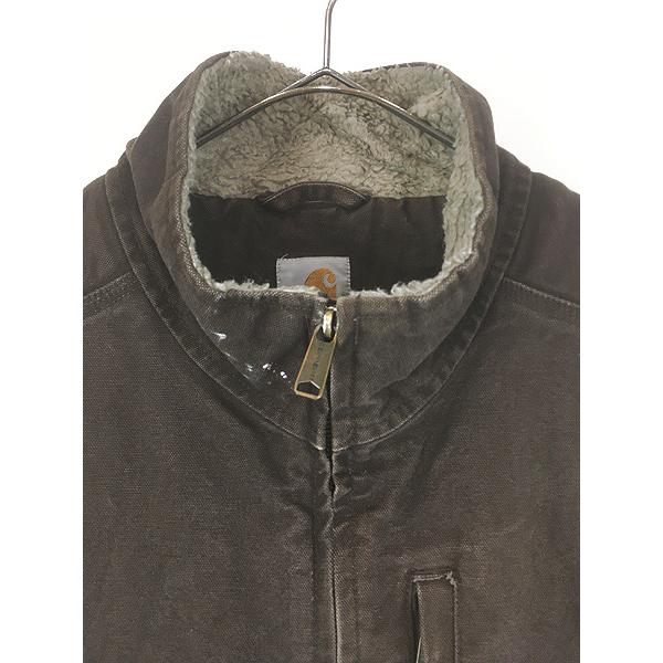 古着 Carhartt 裏ボア DKB ダークブラウン ダック ハイネック ベスト M