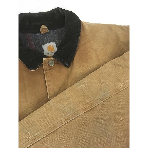 古着 00s Carhartt 裏地 ストライプ ブランケット BRN ブラウン ダック