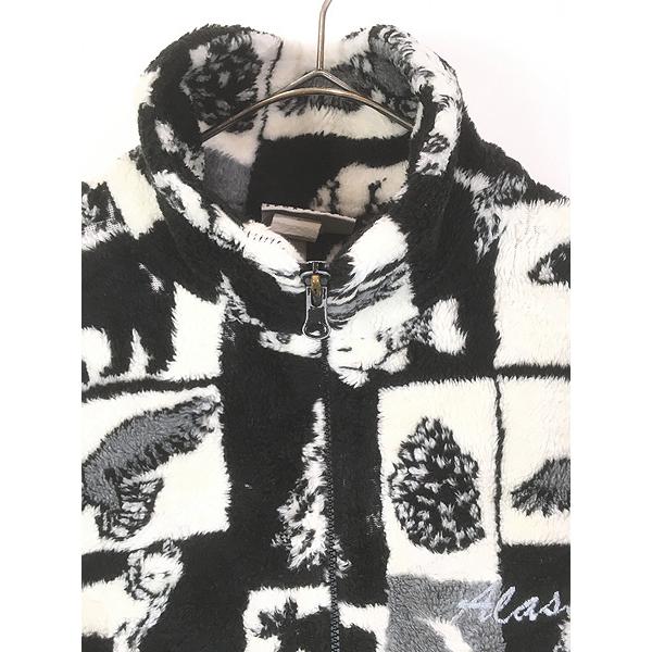 古着 90s USA製 OCEAN EAST ウルフ イーグル クマ ヘラジカ マルチ