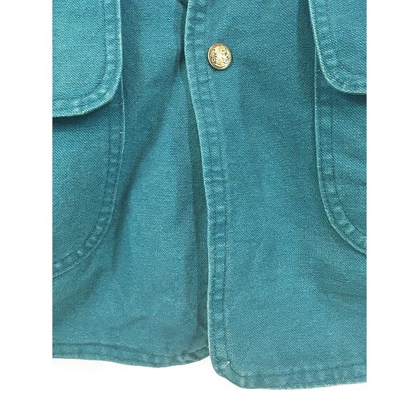 USA製 WoolRich レザー襟 ブルー ハンティング カバーオール 古着 90s USA製 WoolRich 本革 レザー襟 ブルー ダック ハンティング