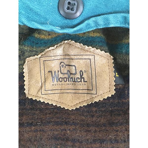 USA製 WoolRich レザー襟 ブルー ハンティング カバーオール 古着 90s USA製 WoolRich 本革 レザー襟 ブルー ダック ハンティング