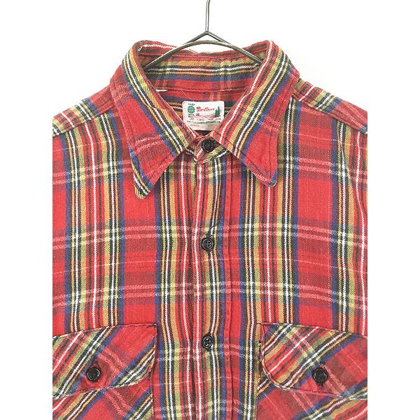 古着 70s USA製 5 FIVE BROTHER タータン チェック ヘビー フランネル