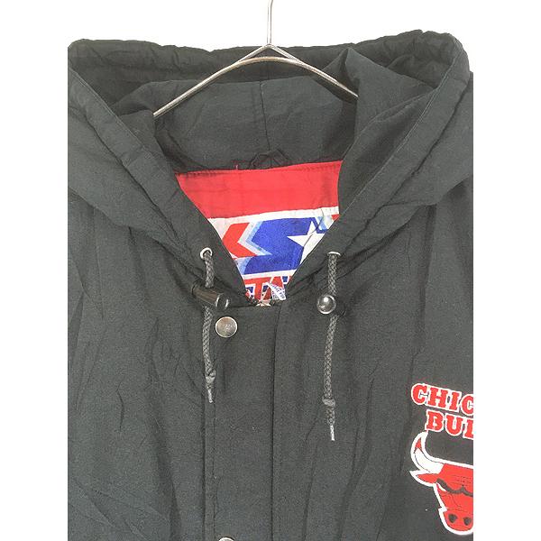 古着 90s STARTER NBA Chicago BULLS ブルズ パデット ナイロン ジャケット パーカー XL_1