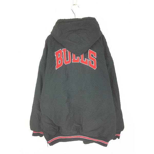 古着 90s STARTER NBA Chicago BULLS ブルズ パデット ナイロン ジャケット パーカー XL_3
