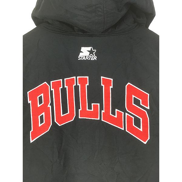 古着 90s STARTER NBA Chicago BULLS ブルズ パデット ナイロン ジャケット パーカー XL_4