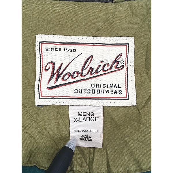 古着 00s WoolRich 本革 レザー襟 光沢 ピーチスキン パデッド