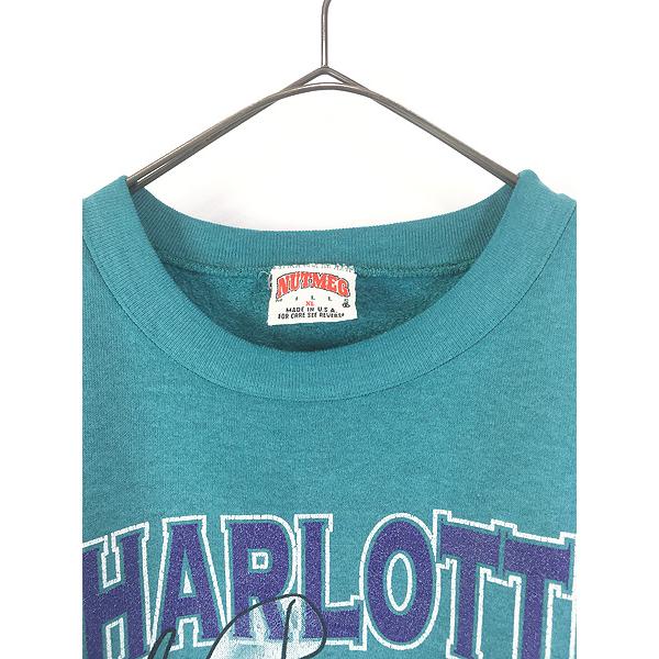 古着 90s USA製 NBA Charlotte Hornets ホーネッツ 両面 だまし絵