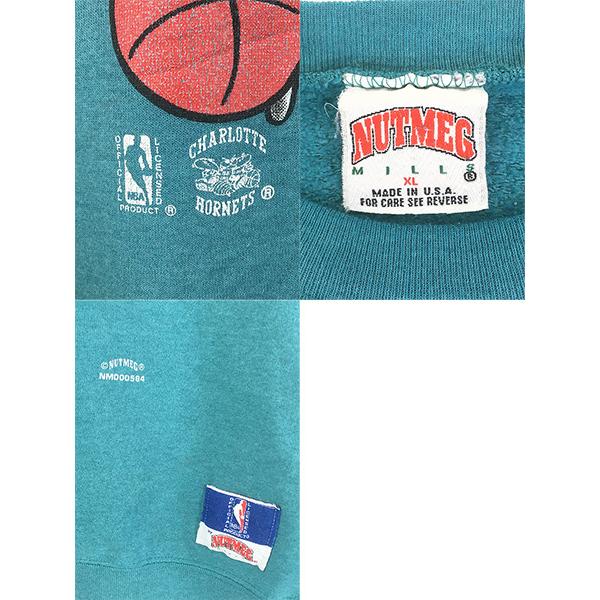 古着 90s USA製 NBA Charlotte Hornets ホーネッツ 両面 だまし絵