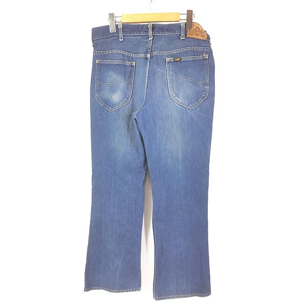 古着 70s USA製 Lee 200 ヒゲ 縦落ち 濃紺 ブルー デニム フレア