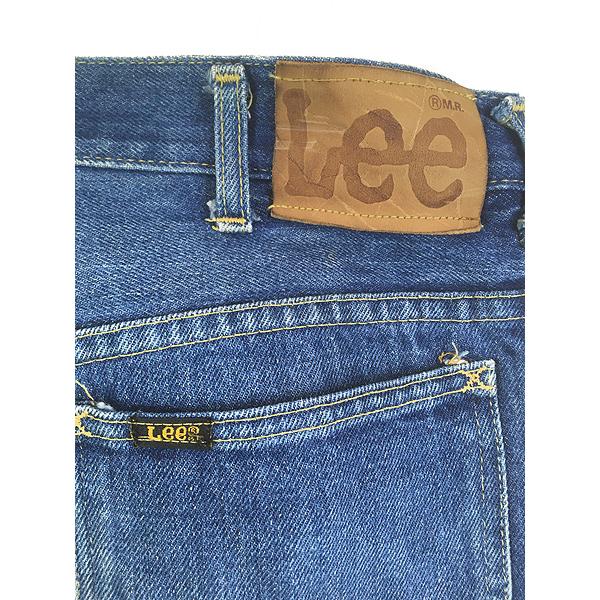 古着 70s USA製 Lee 200 ヒゲ 縦落ち 濃紺 ブルー デニム フレア