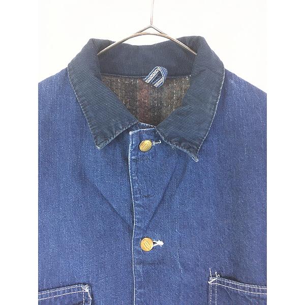 古着 70s USA製 Carhartt ストライプ ブランケット ライナー 濃紺