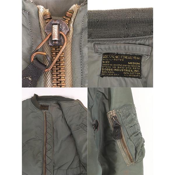 古着 50s 米軍 USAF MA-1 8279B 黒タグ 「貴重!! 移行期」 防寒