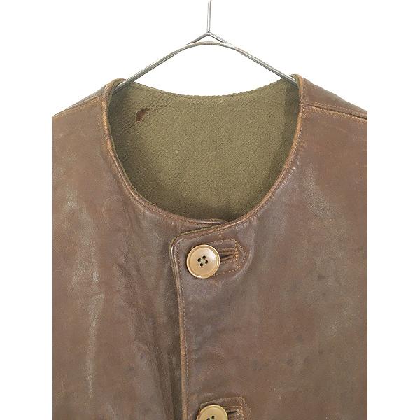 40s ジャーキンベスト イギリス軍 ユーロミリタリー 40s イギリス軍 レザー ジャーキンベストフランス軍 ドイツ軍 ユーロ