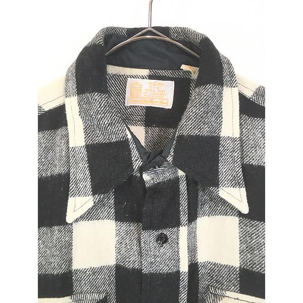 古着 70s Sears Kings Road マチ付 ブラック × ホワイト ブロック