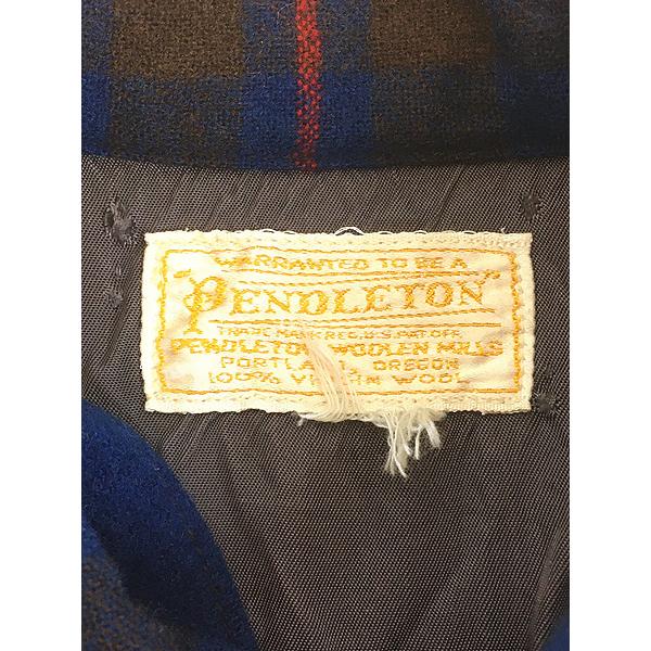 古着 40s Pendleton 好配色 ブルー×ブラウン×レッド チェック 開襟