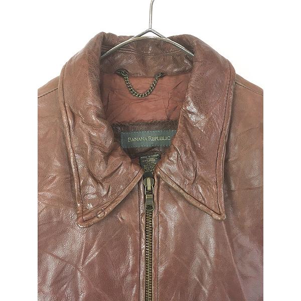BANANA REPUBLIC 90sレザーコート Mサイズ 古着 90s BANANA REPUBLIC 本革 オール レザー カー コート ジャケット