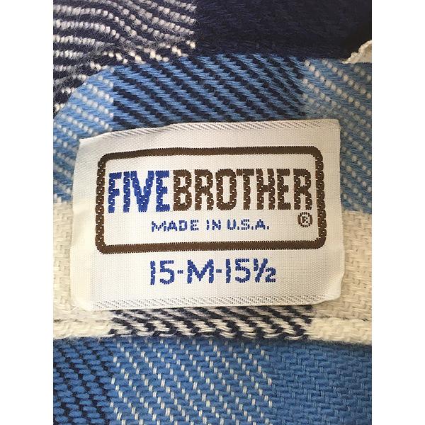 古着 70s USA製 FIVE BROTHER ネイビー×ブルー×ホワイト ブロック