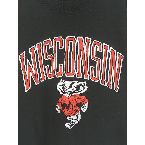 古着 90s USA製 Wisconsin バッキー カレッジ スウェット トレーナー