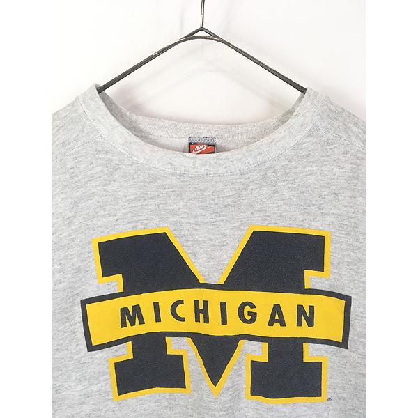 古着 90s USA製 NIKE BIG ロゴ 「MICHIGAN」 カレッジ 両面 プリント