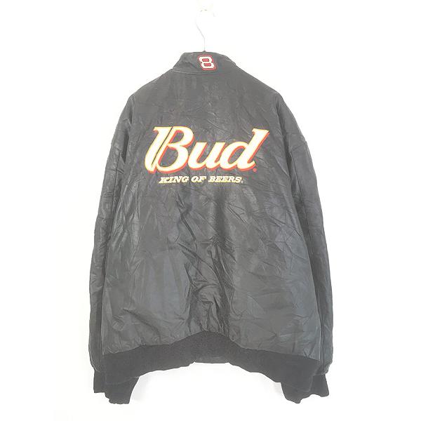 Budweiser リバーシブル レザー レーシングジャケット スタジャン 刺繍 古着 USA製 CHASE 「Budweiser」 バドワイザー 企業 刺しゅう 本革