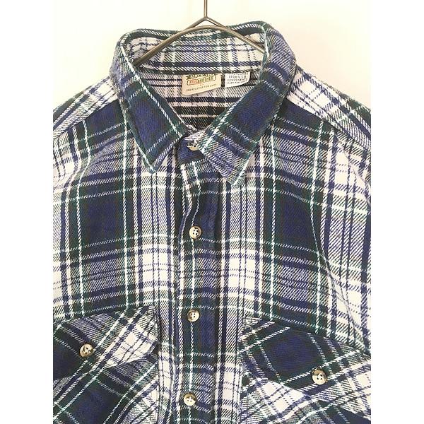 古着 90s FIVE BROTHER ブルー チェック ヘビー フランネル コットン