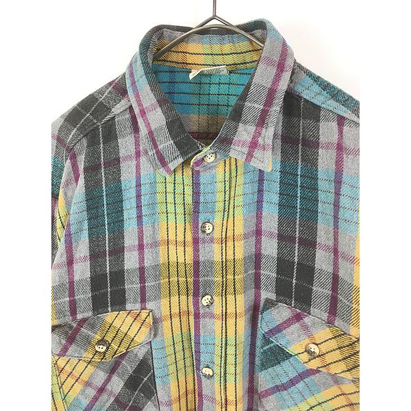 古着 90s FIVE BROTHER TALLMAN イエロー チェック ヘビー フランネル
