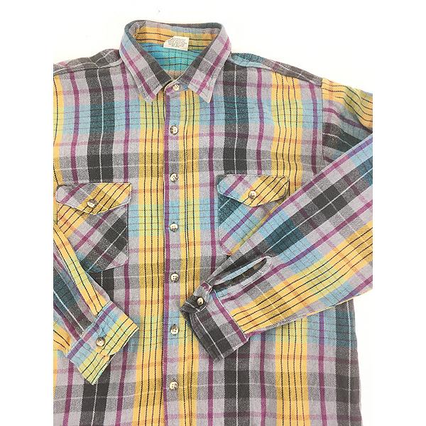 古着 90s FIVE BROTHER TALLMAN イエロー チェック ヘビー フランネル