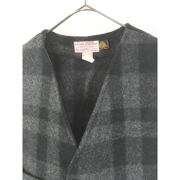 古着 80s USA製 FILSON 名作 ブラック × グレー バッファロー チェック 
