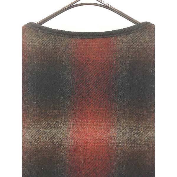 古着 80s USA製 WoolRich オンブレ シャドー チェック ウール ビーチ