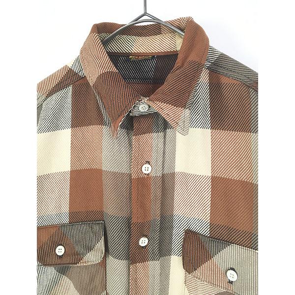 古着 70s BIG YANK ブラウン ブロック チェック ヘビー フランネル