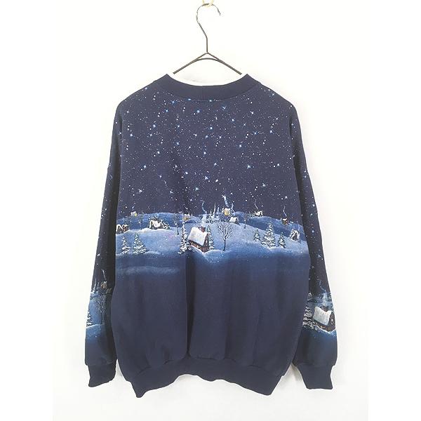 レディース 古着 90s Artisans エンジェル 夜空 雪景色 Wネック