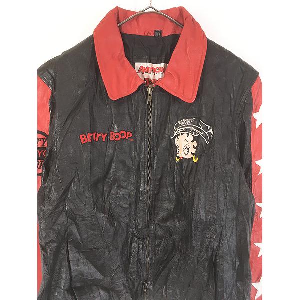 古着　ベティーブープ　レザージャケット レディース 古着 90s BETTY BOOP ベティ ブープ MOTORCYCLES 本革