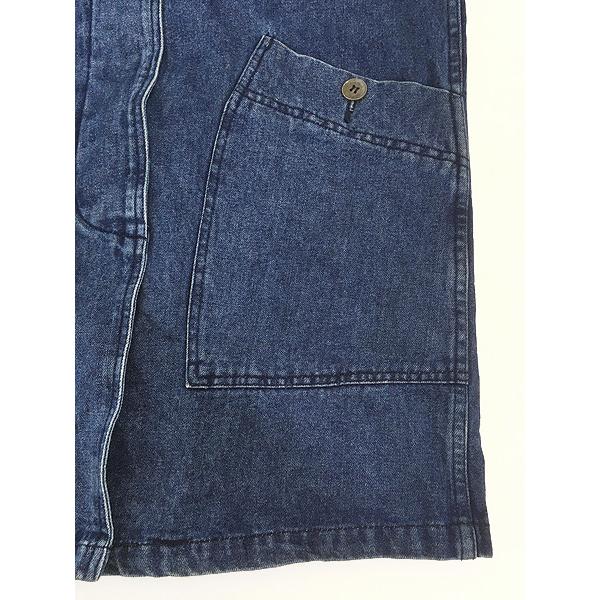 レディース 古着 80s Eddie Bauer 比翼 濃紺 デニム ステンカラー 
