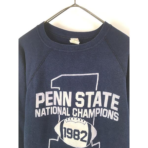 古着 80s USA製 ARTEX 「PENN STATE」 カレッジ フロッキー ラグラン