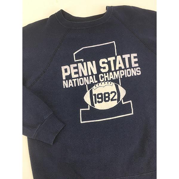 古着 80s USA製 ARTEX 「PENN STATE」 カレッジ フロッキー ラグラン