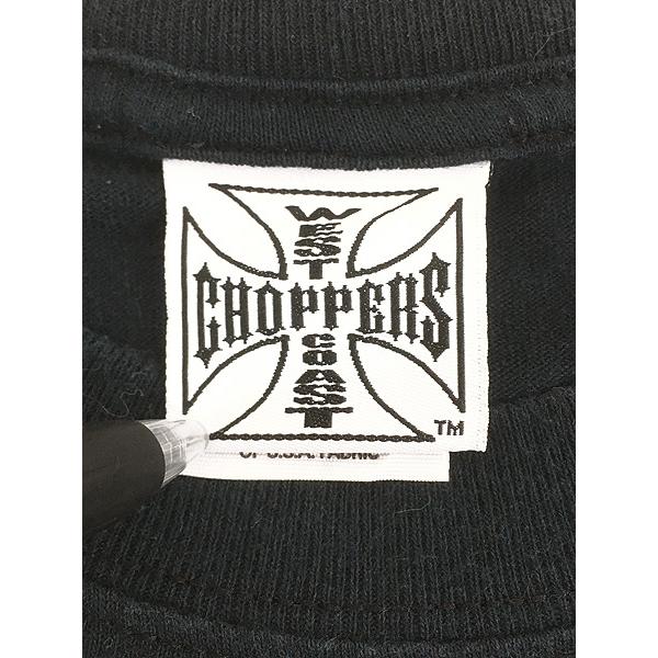 古着 00s West Coast Choppers クロス ロゴ 棺 スカル デビル