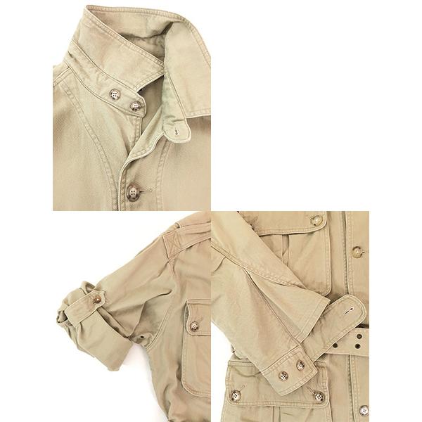 古着 90s Willis& チンスト & ロングロールスリーブ コットンツイル サファリ ジャケット コート L 古着 90s Willis&Geiger チンスト & ロングロールスリーブ コットン