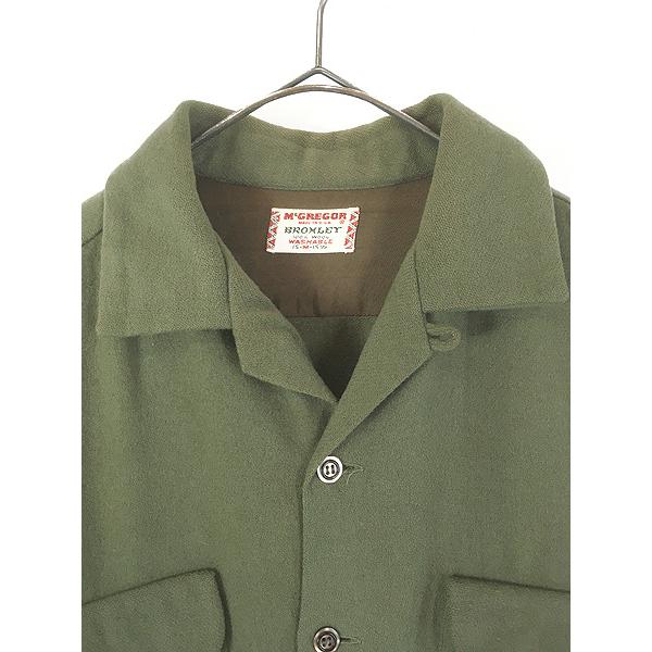 古着 60s USA製 McGREGOR 無地 ソリッド 開襟 ボックス ウール シャツ