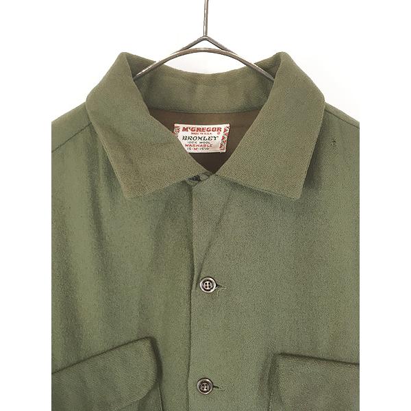古着 60s USA製 McGREGOR 無地 ソリッド 開襟 ボックス ウール シャツ