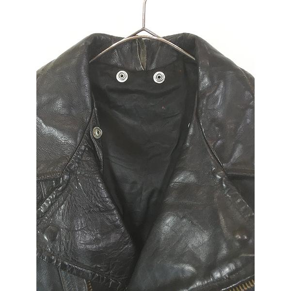古着 60s CAL LEATHER 本革 レザー ベルト付き ダブル ライダース