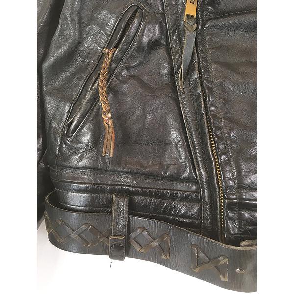 古着 60s CAL LEATHER 本革 レザー ベルト付き ダブル ライダース