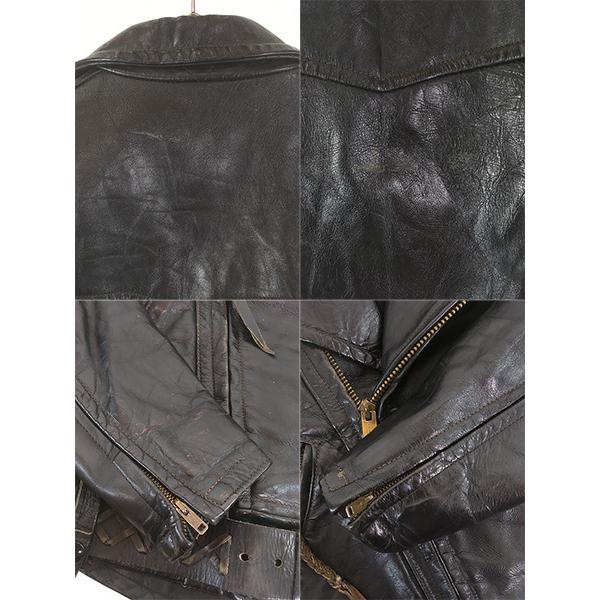 古着 60s CAL LEATHER 本革 レザー ベルト付き ダブル ライダース ジャケット XL位 古着 60s CAL LEATHER 本革 レザー ベルト付き ダブル ライダース