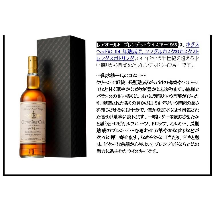 ＜ウイスキー殿堂入りの「輿水精一」氏選定！＞　クラウニングカスク　レアオールド　ブレンデッドウイスキー　1966　54年　48.4％　700ml ＜ウイスキー殿堂入りの「輿水精一」氏選定！＞　クラウニングカスク　レアオールド　ブレンデッドウイスキー　1966　54年　48.4％　700ml ＜ウイスキー殿堂入りの「輿水精一」氏選定！＞　クラウニングカスク　レアオールド　ブレンデッドウイスキー　1966　54年　48.4％　700ml