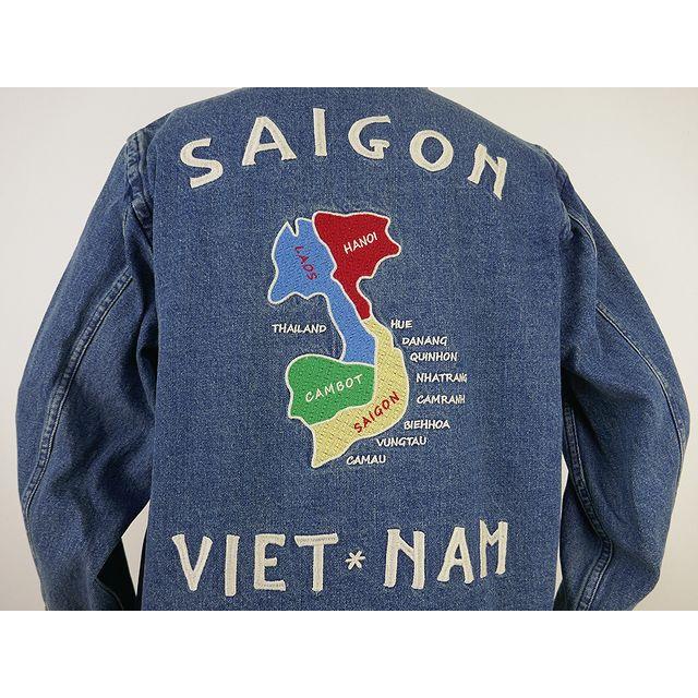 【送料無料 24%OFF】HOUSTON  ヒューストン    スラブデニム  ベトナムジャケット 「MAP」   NO.51241   VINTAGE WASH _Mサイズ｜dragon-agent｜02